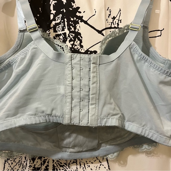 Cacique Lace Balconette Bra Underwire Lace Up Accents Blue 42DD - Picture 8 of 13